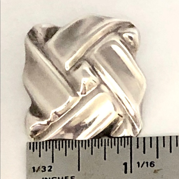 Vintage Sterling Silver Puffy Clip-On Earrings - Picture 4 of 4